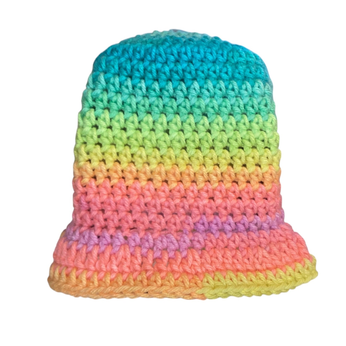 Rainbow Crochet Ruffle Beanie