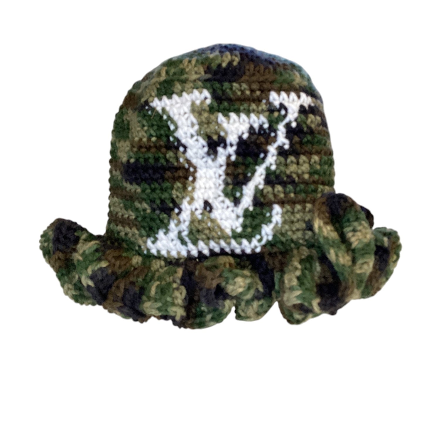 LV Olive Crochet Ruffle Beanie