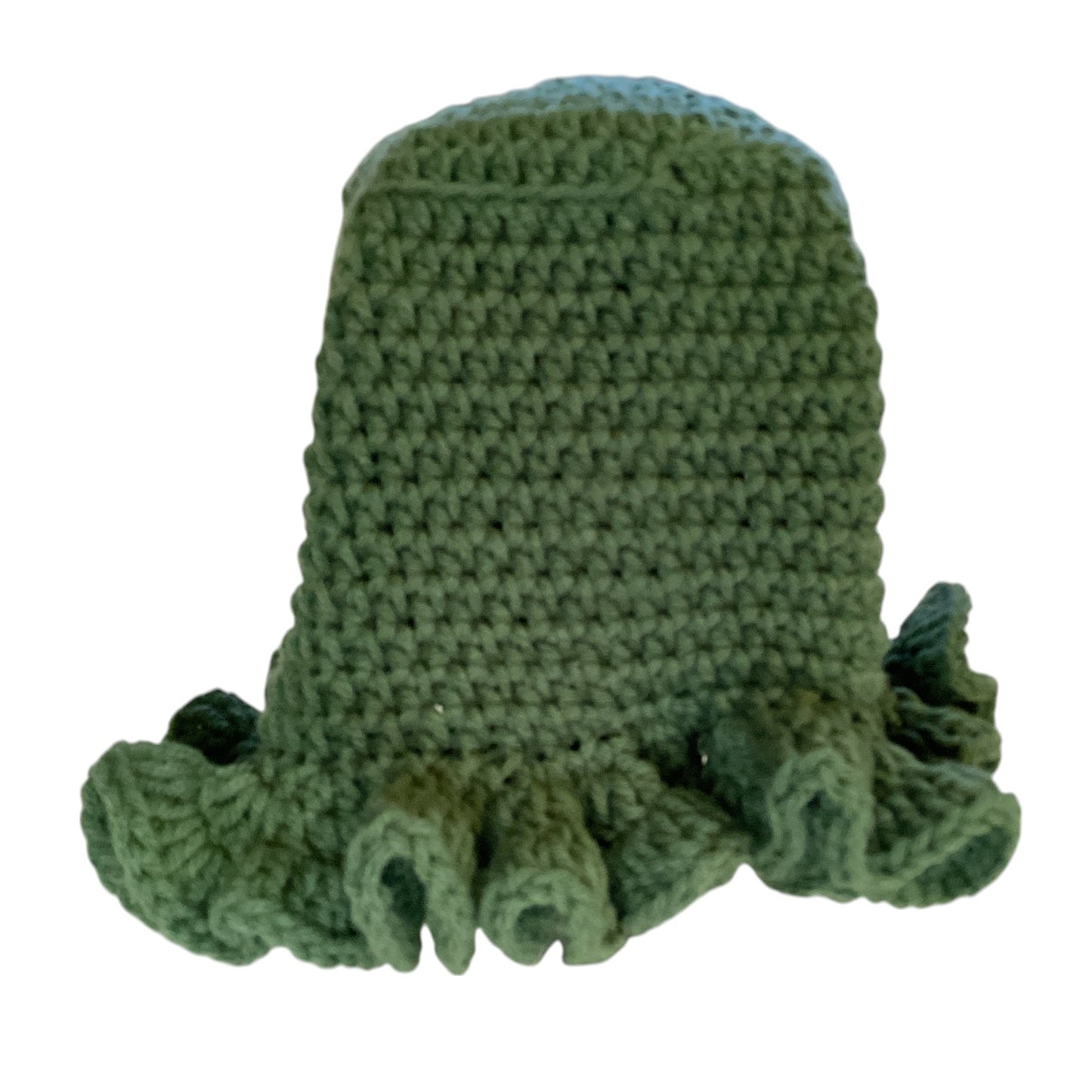 Olive Crochet Ruffle Beanie