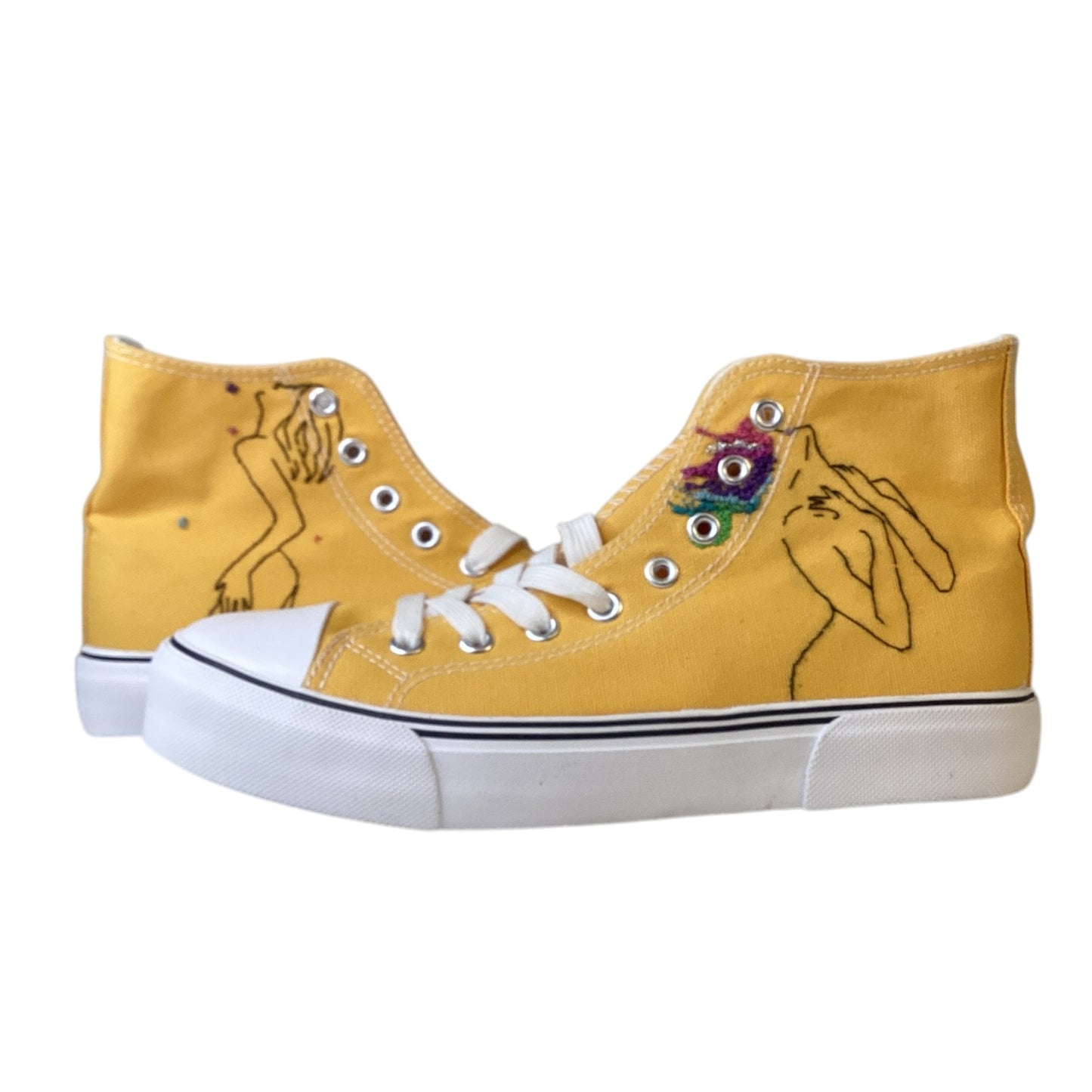 Yellow Sneakers Hand Crocheted