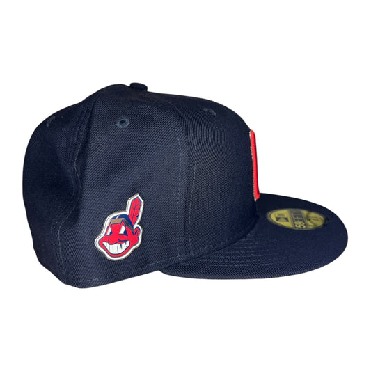 Cleveland Indians Side Pin New Era Fitted Size 7 3/8 Hat