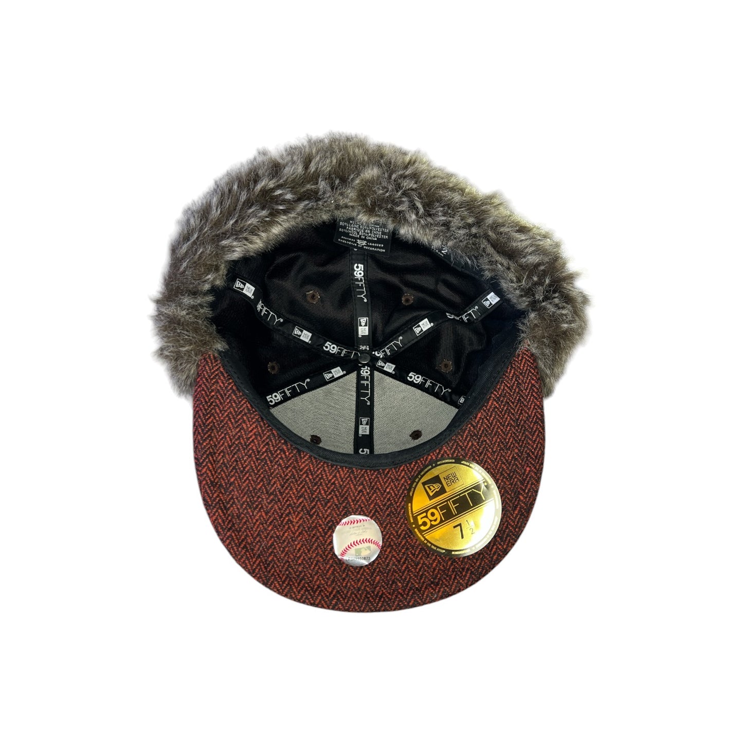 New York Yankees Fur Ears New Era Fitted Size 7 1/2 Hat