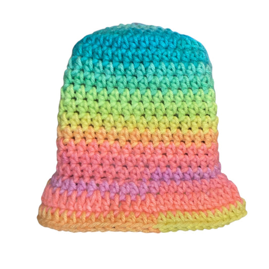 Rainbow Crochet Ruffle Beanie