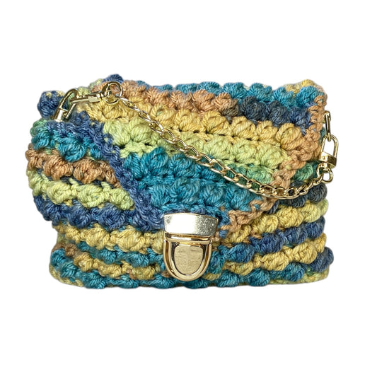 Blue Bronze Yellow Hand Made Crochet Bag