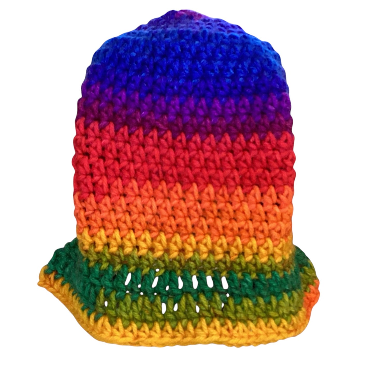 Rainbow Crochet Ruffle Beanie