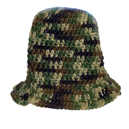 Olive Green Crochet Ruffle Beanie