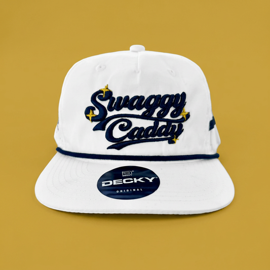 SWAGGY CADDY on a gold background