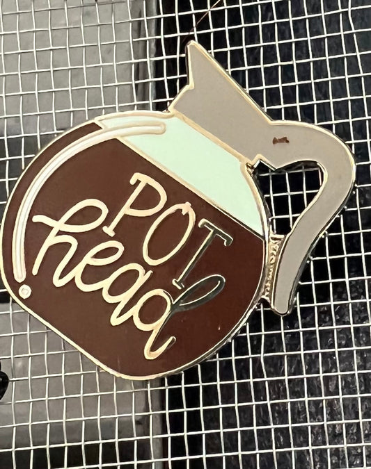 Pot Head Coffee Pot Enamel Pin!